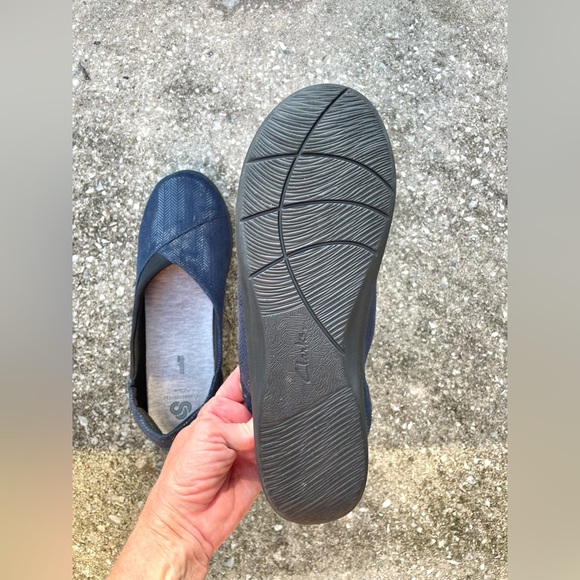 CLARKS Cloudsteppers Ballet Flats - Women's Sz 11M - Blue Fabric Shoes- Stretch - Picture 7 of 8